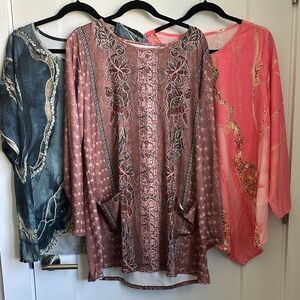 Chic Women's Tunics in Pink and Blue